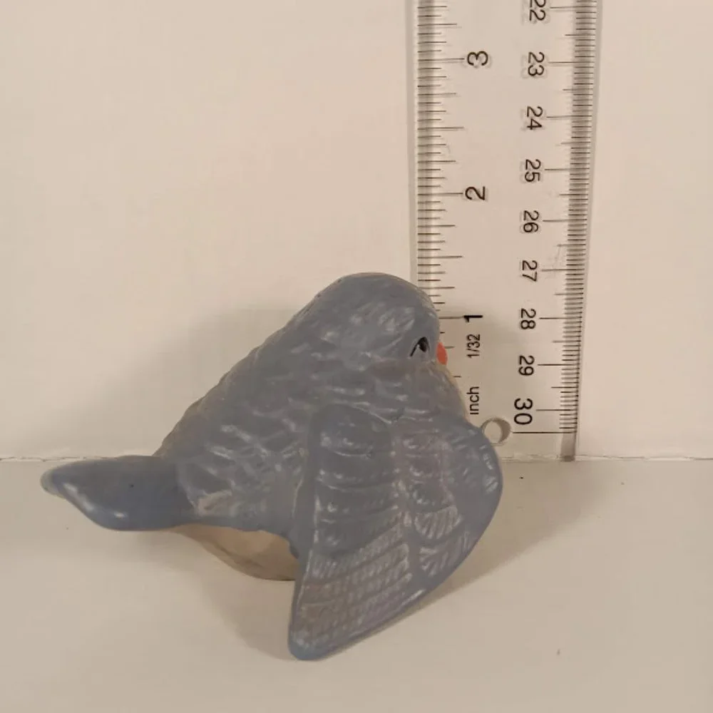 Blue Ceramic Bird in Wicker Nest - Decorative Home Accent